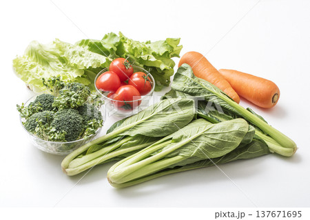 新鮮な野菜 緑黄色野菜 緑の野菜 健康野菜 色とりどりの野菜 新鮮な野菜 緑黄色野菜 緑の野菜 健康野菜 色とりどりの野菜 137671695