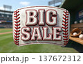 Big Sale Baseball Themed Commercial Banner in Stadium 137672312