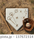 Baseball Strategy Tactics on Home Plate with Game Plan Sketches 137672314
