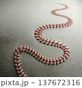 Abstract Baseball Leather Texture with S-Curve Red Stitching 137672316