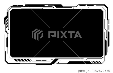 HUD frames black user interface elements design modern technology futuristic control panel screen digital hologram window gaming menu touching cyber monitor set on white background vector 137672370