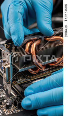 Installation of High-Performance AI GPU Accelerator Card into Server Chassis 137673066