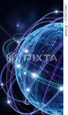 Global Digital Network Sphere with Blue Light Trails 3D Concept Global Digital Network Sphere with Blue Light Trails 3D Concept 137673067