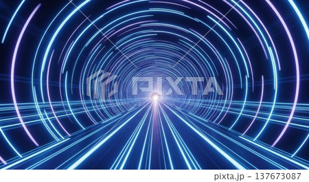 Futuristic Glowing Blue Light Tunnel Cyberspace 3D Background Futuristic Glowing Blue Light Tunnel Cyberspace 3D Background 137673087