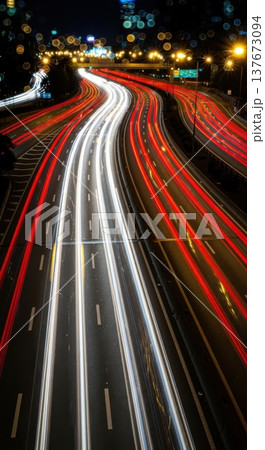 Abstract Blurred Night City Traffic Lights Long Exposure 137673094