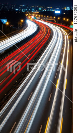 Abstract Blurred Night City Traffic Lights Long Exposure 137673095