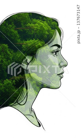 Double Exposure Woman Forest Nature Concept Portrait Double Exposure Woman Forest Nature Concept Portrait 137673147