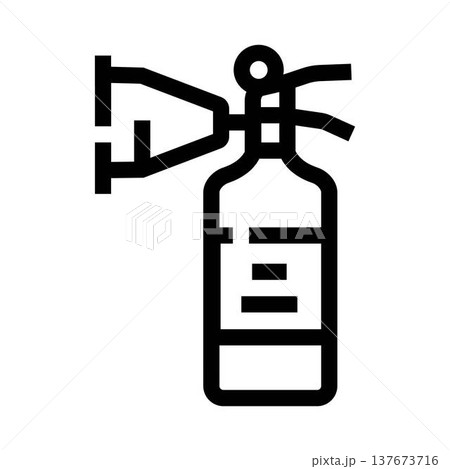 Fire extinguisher icon providing emergency safety protection Fire extinguisher icon providing emergency safety protection 137673716