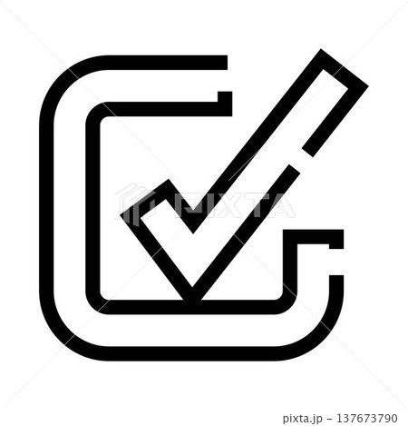 Black outline check mark verifying success completion Black outline check mark verifying success completion 137673790