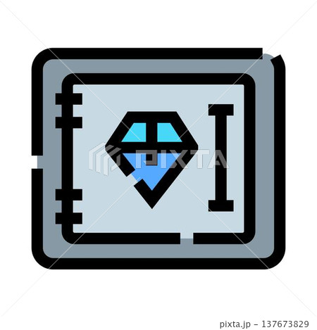 Diamond gem icon inside a secure safe Diamond gem icon inside a secure safe 137673829