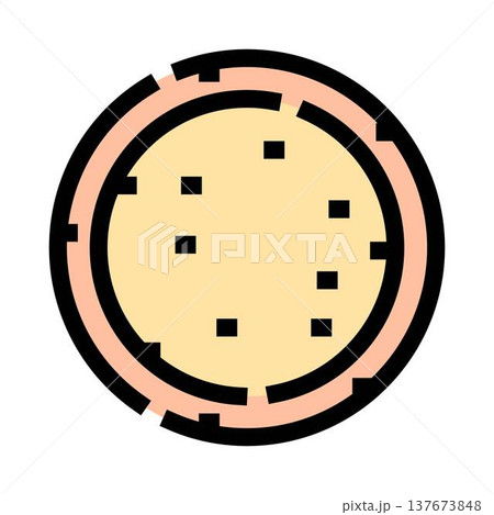 Round cookie with chocolate chips vector icon 137673848