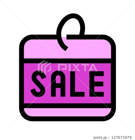 Pink tag icon with sale text, promotion concept 137673979