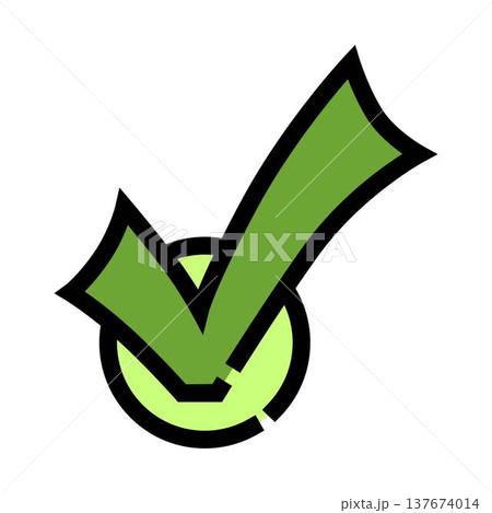 Green check mark confirming approval and success icon 137674014