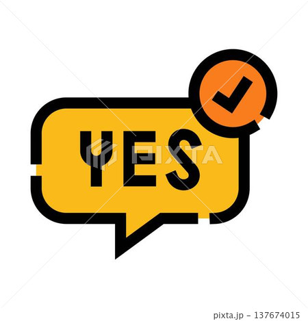 Yes word with checkmark on speech bubble for agreement 137674015