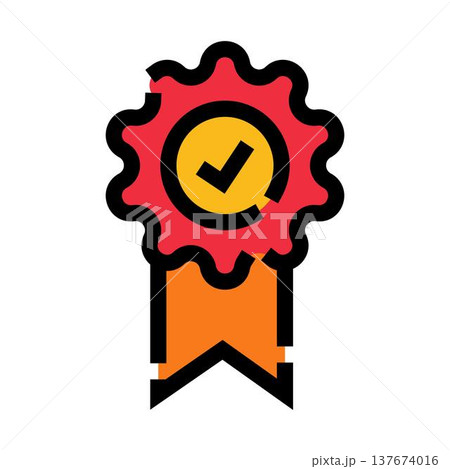 Quality approval certification medal with check mark icon 137674016