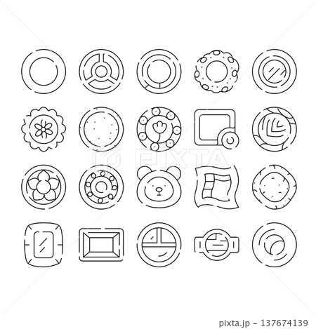 Ceramic dishware and plate icon set collection 137674139