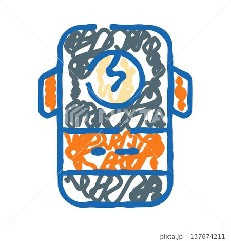 Electronic device with abstract power symbol doodle Electronic device with abstract power symbol doodle 137674211