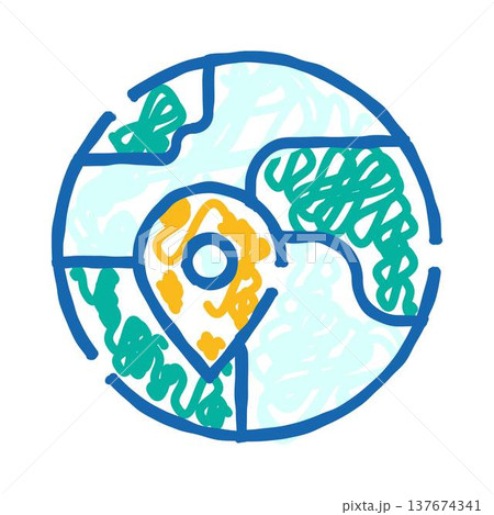 Global map pin pointing destination on stylized earth 137674341