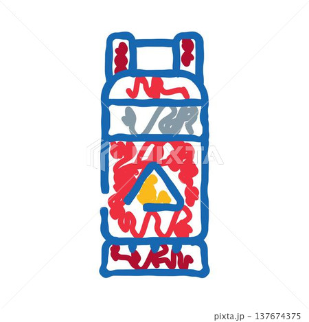 Gas cylinder doodle icon with warning sign Gas cylinder doodle icon with warning sign 137674375