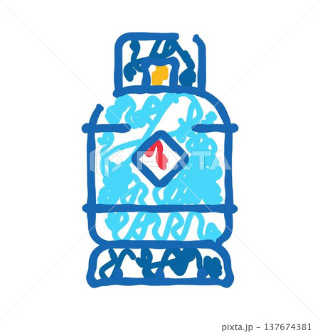 Blue gas cylinder illustration with danger symbol Blue gas cylinder illustration with danger symbol 137674381