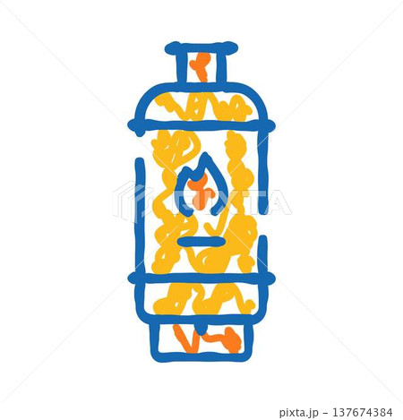 Gas cylinder with burning flame icon illustration 137674384