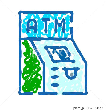 Drawing automatic teller machine for banking transactions concept Drawing automatic teller machine for banking transactions concept 137674443
