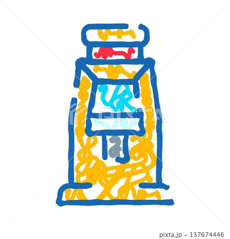 Industrial hydraulic press machine doodle illustration 137674446