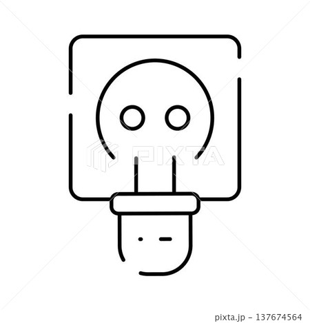 Electric power plug connecting into outlet symbol 137674564
