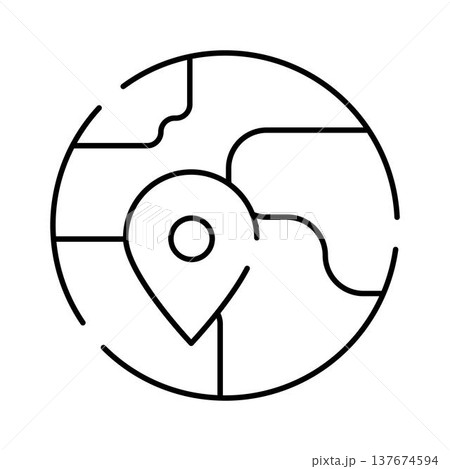 Global location pin on world map icon Global location pin on world map icon 137674594