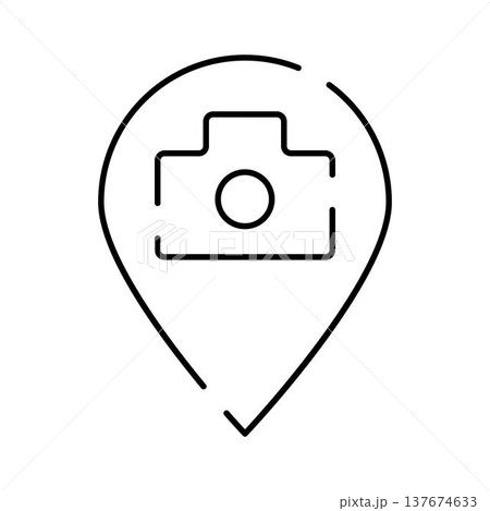 Camera pin icon locating photography spot on map 137674633