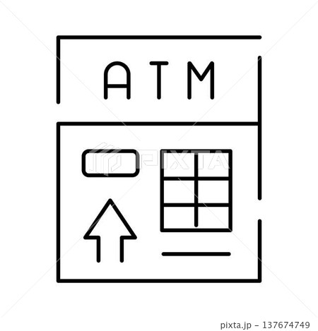 Minimalist line icon of atm cash machine interface Minimalist line icon of atm cash machine interface 137674749