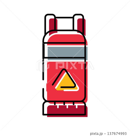 Red industrial gas cylinder icon warning symbol 137674993