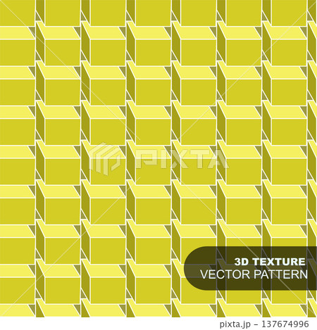 Art seamless geometric 3d abstract pattern. Futuristic digital technology repeatable vector background. Yellow optical illusion design. Bright color block shape endless texture Art seamless geometric 3d abstract pattern. Futuristic digital technology repeatable vector background. Yellow optical illusion design. Bright color block shape endless texture 137674996