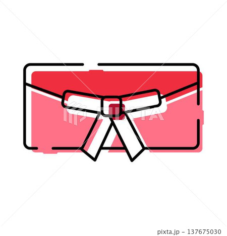 Red gift card voucher with white bow 137675030