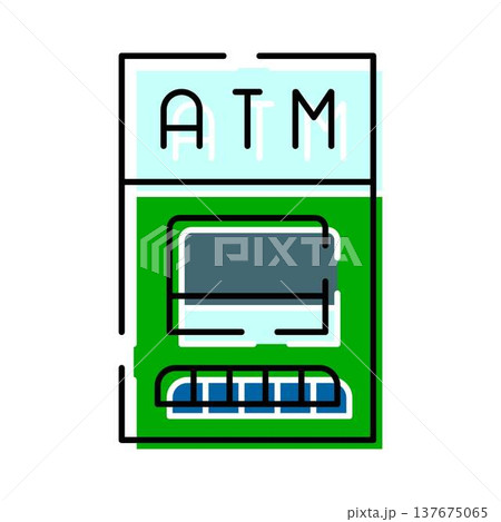 Automated teller machine icon providing cash withdrawal service 137675065