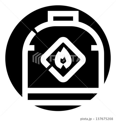 Gas cylinder with flammable liquid hazard symbol icon Gas cylinder with flammable liquid hazard symbol icon 137675208