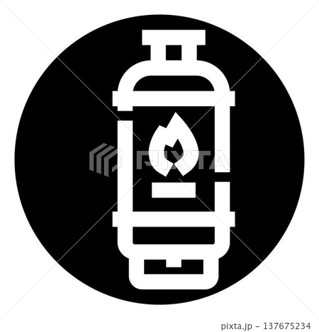 Gas tank cylinder icon with burning flame Gas tank cylinder icon with burning flame 137675234