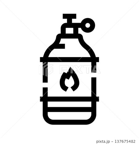Gas cylinder with flame symbol line icon Gas cylinder with flame symbol line icon 137675482