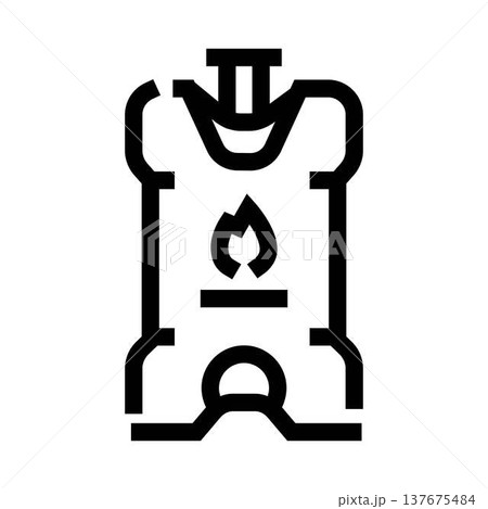 Gas fuel tank container with burning flame line icon 137675484