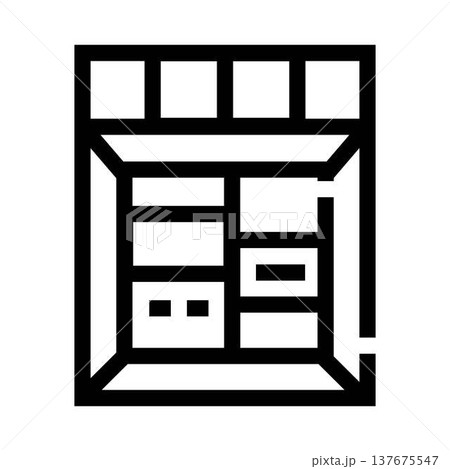 Closet storing clothes and personal belongings icon Closet storing clothes and personal belongings icon 137675547