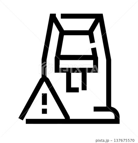 Unpacking shipping box with error warning icon Unpacking shipping box with error warning icon 137675570