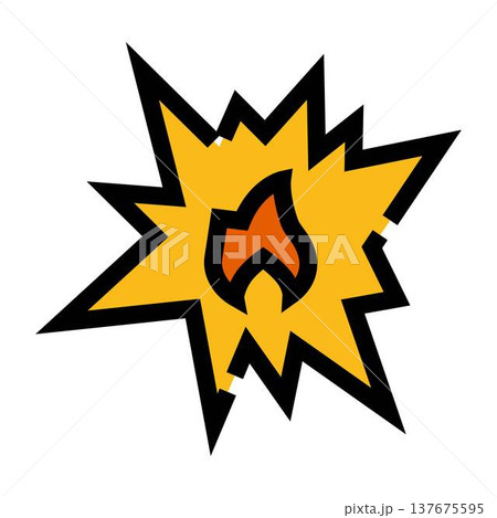 Explosion icon with fire and a vibrant burst 137675595