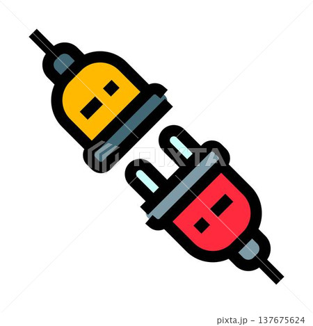 Electric plug and socket connecting disconnect icon 137675624