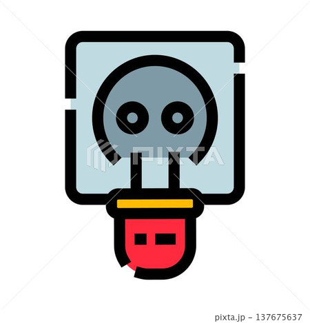 Electrical plug connecting into wall power outlet 137675637