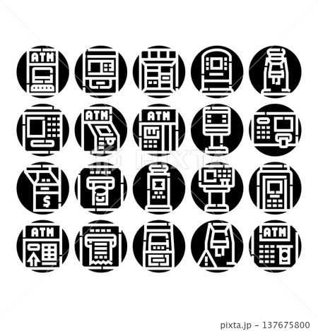 Atm automated teller machine banking service icon set 137675800