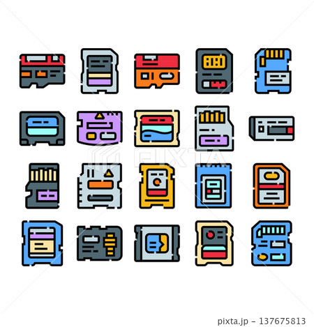 Digital data storage memory cards technology set 137675813