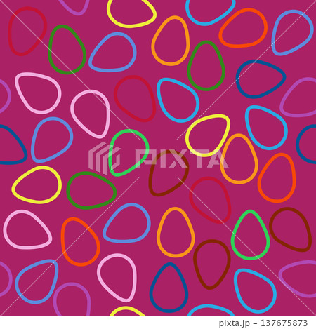 Seamless pattern with Easter eggs, outline design. A vibrant seamless background for Easter designs, featuring cute patterned eggs with polka dots Seamless pattern with Easter eggs, outline design. A vibrant seamless background for Easter designs, featuring cute patterned eggs with polka dots 137675873