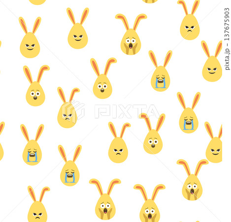 A seamless pattern with Easter eggs with emoticons and bunny ears. A vibrant seamless background for Easter designs. A seamless pattern with Easter eggs with emoticons and bunny ears. A vibrant seamless background for Easter designs. 137675903