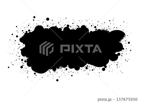 Spray paint cloud with ink splatters isolated on white background creating grunge texture and dots 137675930