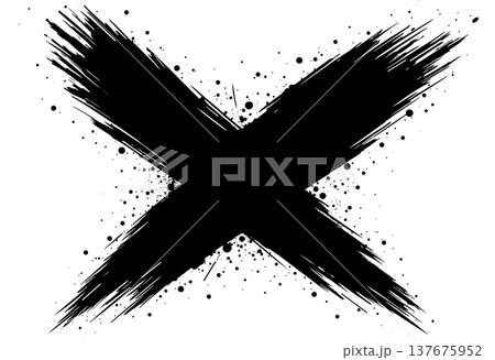 Hand painted black cross symbol made with textured brush strokes and ink spray on white background Hand painted black cross symbol made with textured brush strokes and ink spray on white background 137675952
